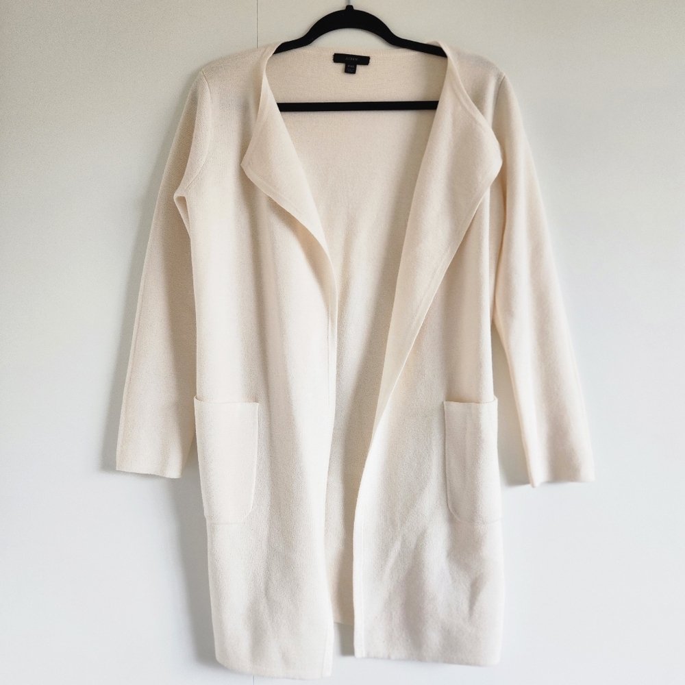 J Crew Cream Open Front Cardigan Sweater Minimalist Layering XXS Sophie